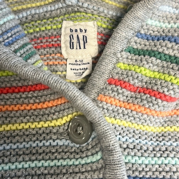 GAP - Brannan colourful striped Bear cardigan sweater. 6-12 months - Picture 2 of 4